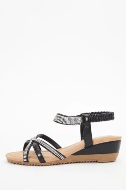 Black Cross Front Comfort Wedges
