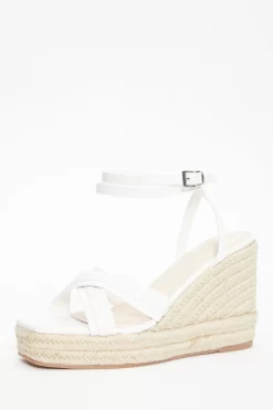 White Cross Strap Wedges -Women Clothing Sale 00100037258 XB scaled