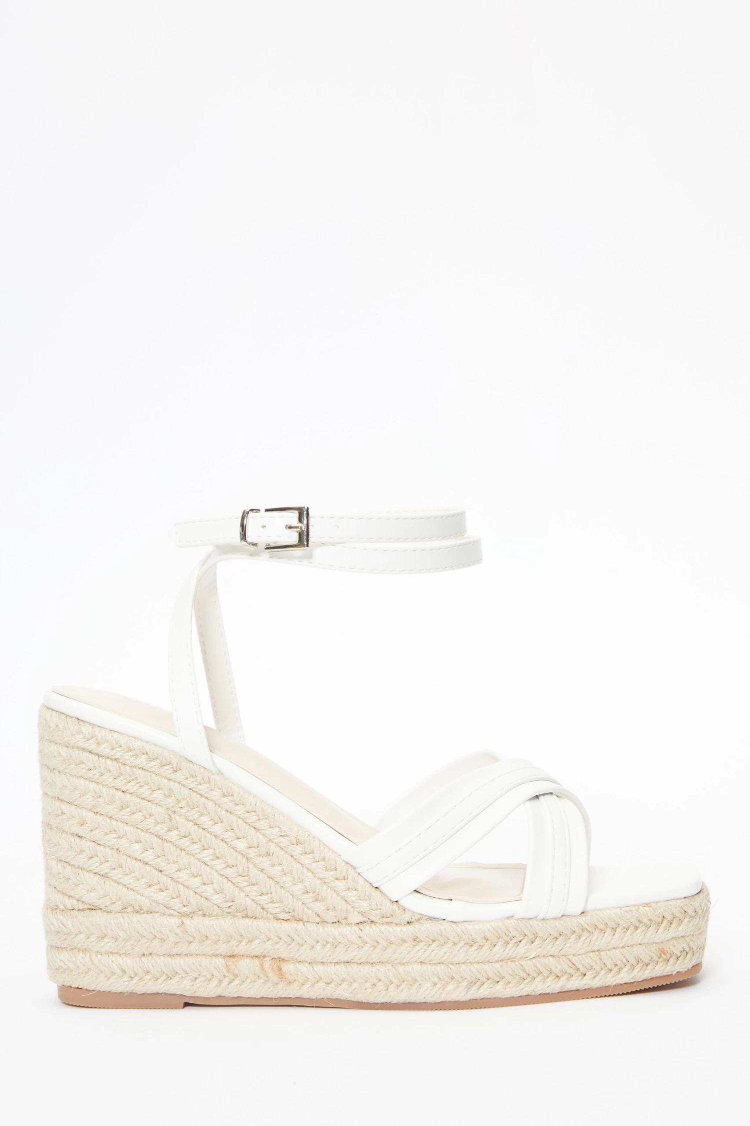 White Cross Strap Wedges 2 White Cross Strap Wedges - Image 2