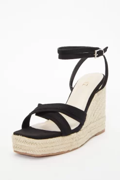 Black Cross Strap Wedges -Women Clothing Sale 00100037265 XB scaled