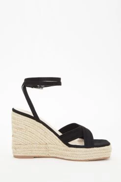 Black Cross Strap Wedges -Women Clothing Sale 00100037265 ZS