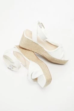 White Twist Front Wedges 9 White Twist Front Wedges -Women Clothing Sale 00100037275 XS