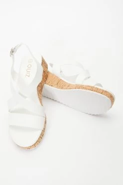 White Faux Leather Sporty Wedges -Women Clothing Sale 00100037278 XS