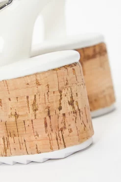 White Faux Leather Sporty Wedges -Women Clothing Sale 00100037278 ZB scaled