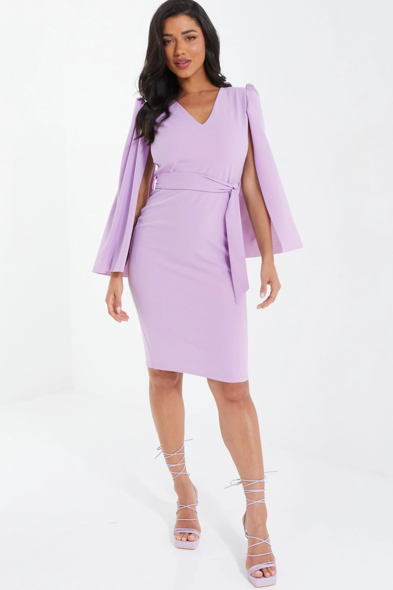 Lilac Cape Sleeve Midi Dress 2 Lilac Cape Sleeve Midi Dress - Image 2