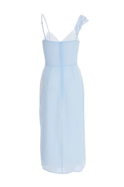 Light Blue Textured Frill Midi Dress 10 Light Blue Textured Frill Midi Dress -Women Clothing Sale 00100037308 ZB