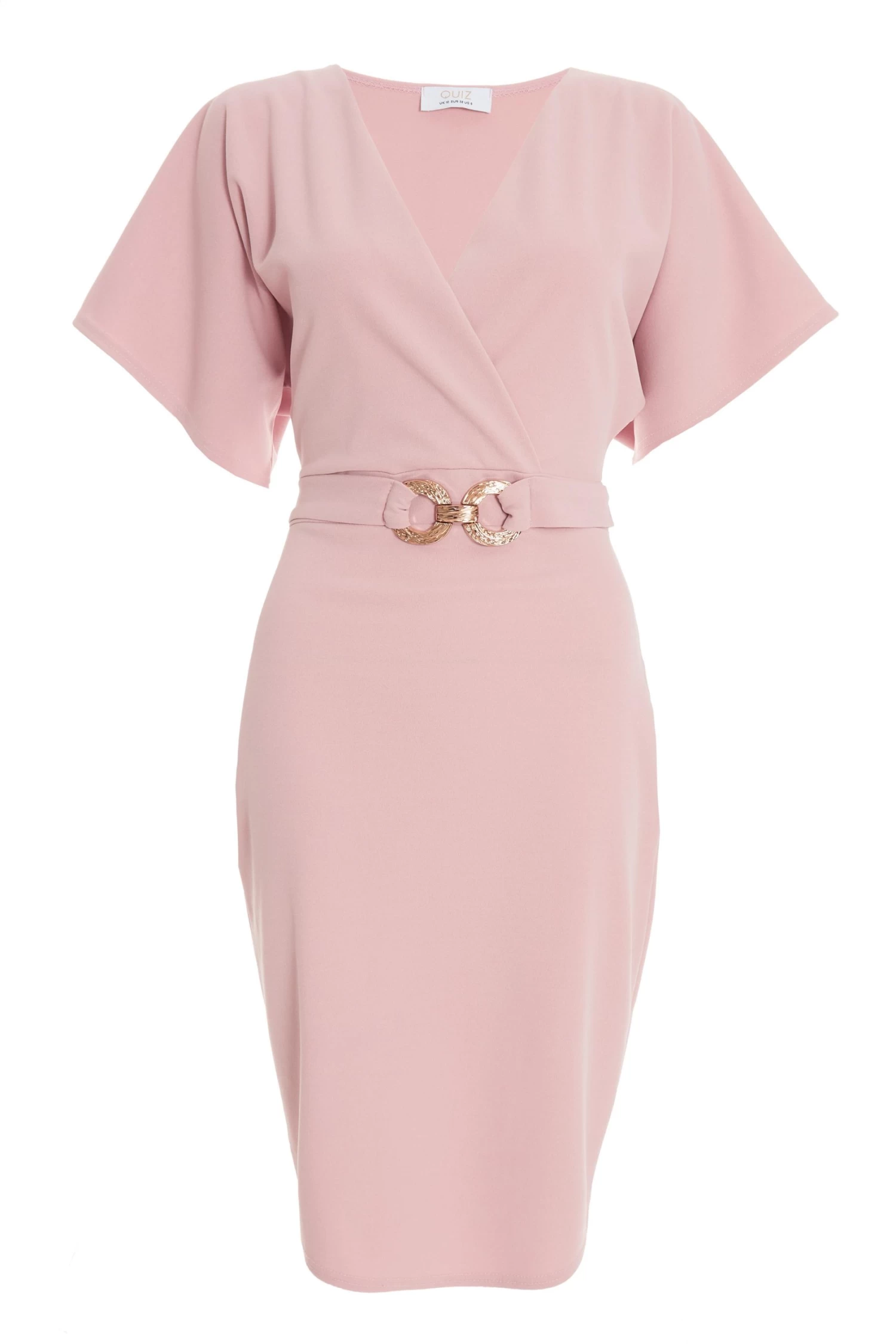 Light Pink Buckle Wrap Midi Dress 1 Light Pink Buckle Wrap Midi Dress