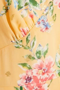 Yellow Chiffon Floral Frill Maxi Dress 11 Yellow Chiffon Floral Frill Maxi Dress -Women Clothing Sale 00100037310 ZS