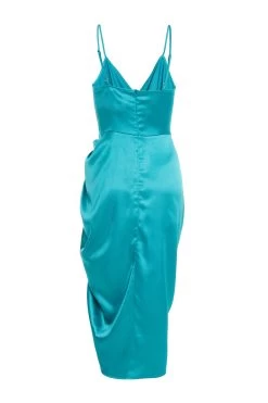 Aqua Wrap Ruched Midi Dress -Women Clothing Sale 00100037312 ZB