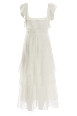 White Chiffon Dobby Tiered Maxi Dress 10 White Chiffon Dobby Tiered Maxi Dress -Women Clothing Sale 00100037314 ZB