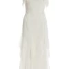 White Chiffon Dobby Tiered Maxi Dress