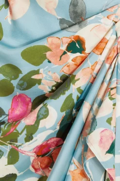 Blue Satin Floral Ruched Midi Dress 11 Blue Satin Floral Ruched Midi Dress -Women Clothing Sale 00100037316 ZS scaled