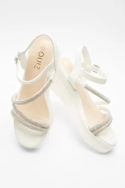 White Faux Leather Diamante Wedges -Women Clothing Sale 00100037331 XS scaled