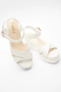 White Faux Leather Cross Strap Wedges 9 White Faux Leather Cross Strap Wedges -Women Clothing Sale 00100037333 XS scaled