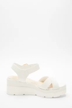 White Faux Leather Cross Strap Wedges 11 White Faux Leather Cross Strap Wedges -Women Clothing Sale 00100037333 ZS scaled