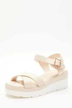Nude Faux Leather Cross Strap Wedges 8 Nude Faux Leather Cross Strap Wedges -Women Clothing Sale 00100037334 XB scaled