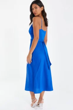 Royal Blue Satin Ruched Midi Dress 8 Royal Blue Satin Ruched Midi Dress -Women Clothing Sale 00100037344 XB scaled