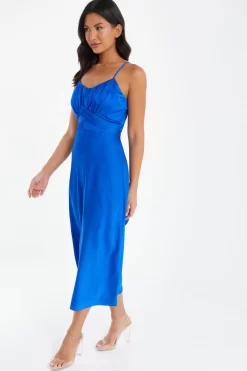 Royal Blue Satin Ruched Midi Dress 9 Royal Blue Satin Ruched Midi Dress -Women Clothing Sale 00100037344 XS scaled