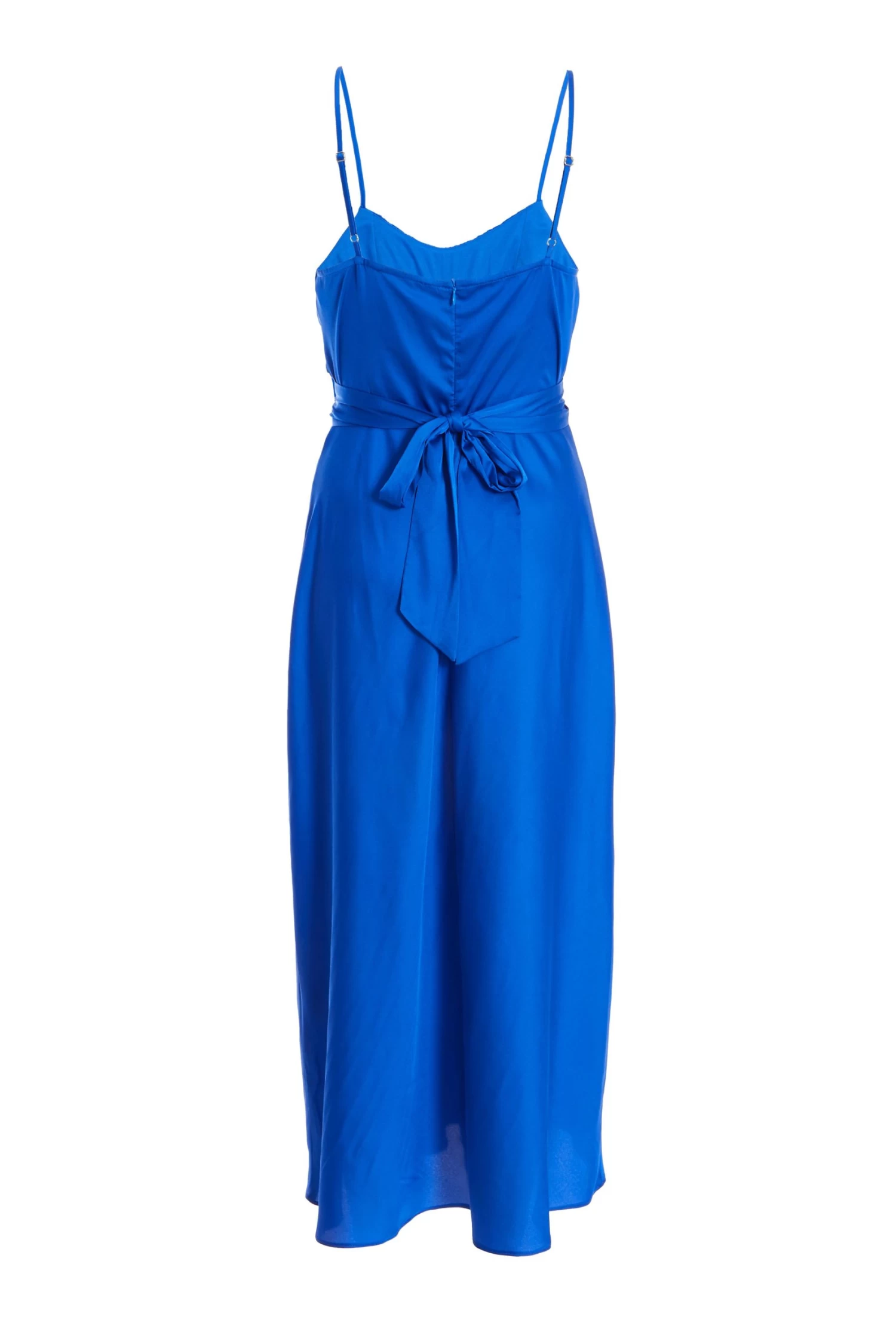 Royal Blue Satin Ruched Midi Dress 5 Royal Blue Satin Ruched Midi Dress - Image 5