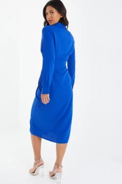 Royal Blue Shirt Midi Dress 8 Royal Blue Shirt Midi Dress -Women Clothing Sale 00100037350 XB