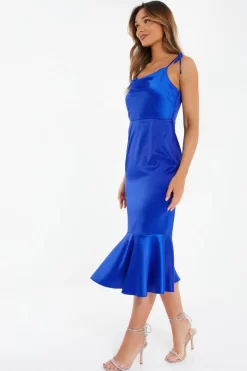 Royal Blue Satin Fishtail Midi Dress -Women Clothing Sale 00100037352 XS scaled