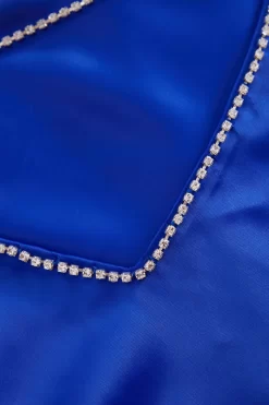 Royal Blue Satin Fishtail Midi Dress -Women Clothing Sale 00100037352 ZS scaled