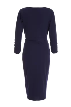 Navy Wrap Tie Midi Dress 10 Navy Wrap Tie Midi Dress -Women Clothing Sale 00100037362 ZB scaled