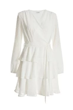 Women Clothing Sale 9 White Chiffon Polka Dot Skater Dress