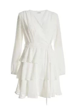 White Chiffon Polka Dot Skater Dress