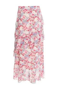 Multicoloured Chiffon Floral Frill Midi Skirt -Women Clothing Sale 00100037369 ZB scaled
