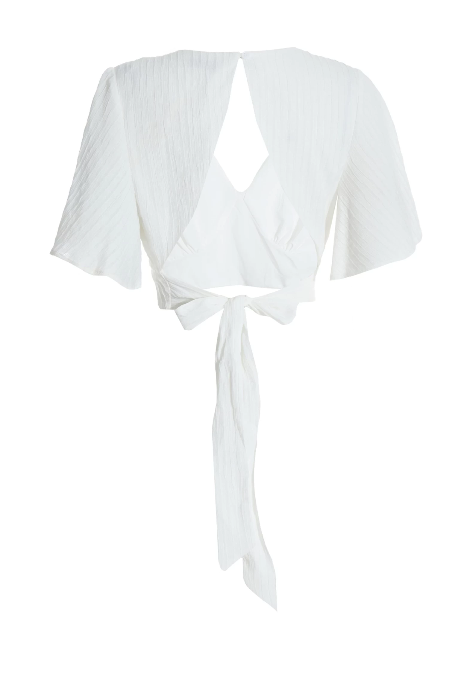 White Textured Tie Back Crop Top 5 White Textured Tie Back Crop Top - Image 5