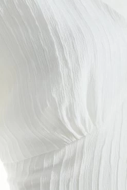 White Textured Tie Back Crop Top 11 White Textured Tie Back Crop Top -Women Clothing Sale 00100037371 ZS