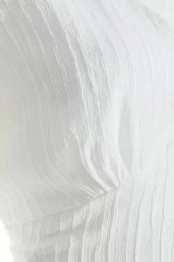 White Textured Tie Back Crop Top -Women Clothing Sale 00100037371 ZS scaled