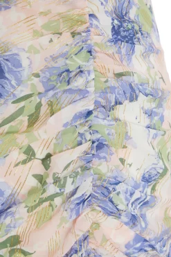 Pink Floral Chiffon Ruched Mini Dress -Women Clothing Sale 00100037372 ZS scaled