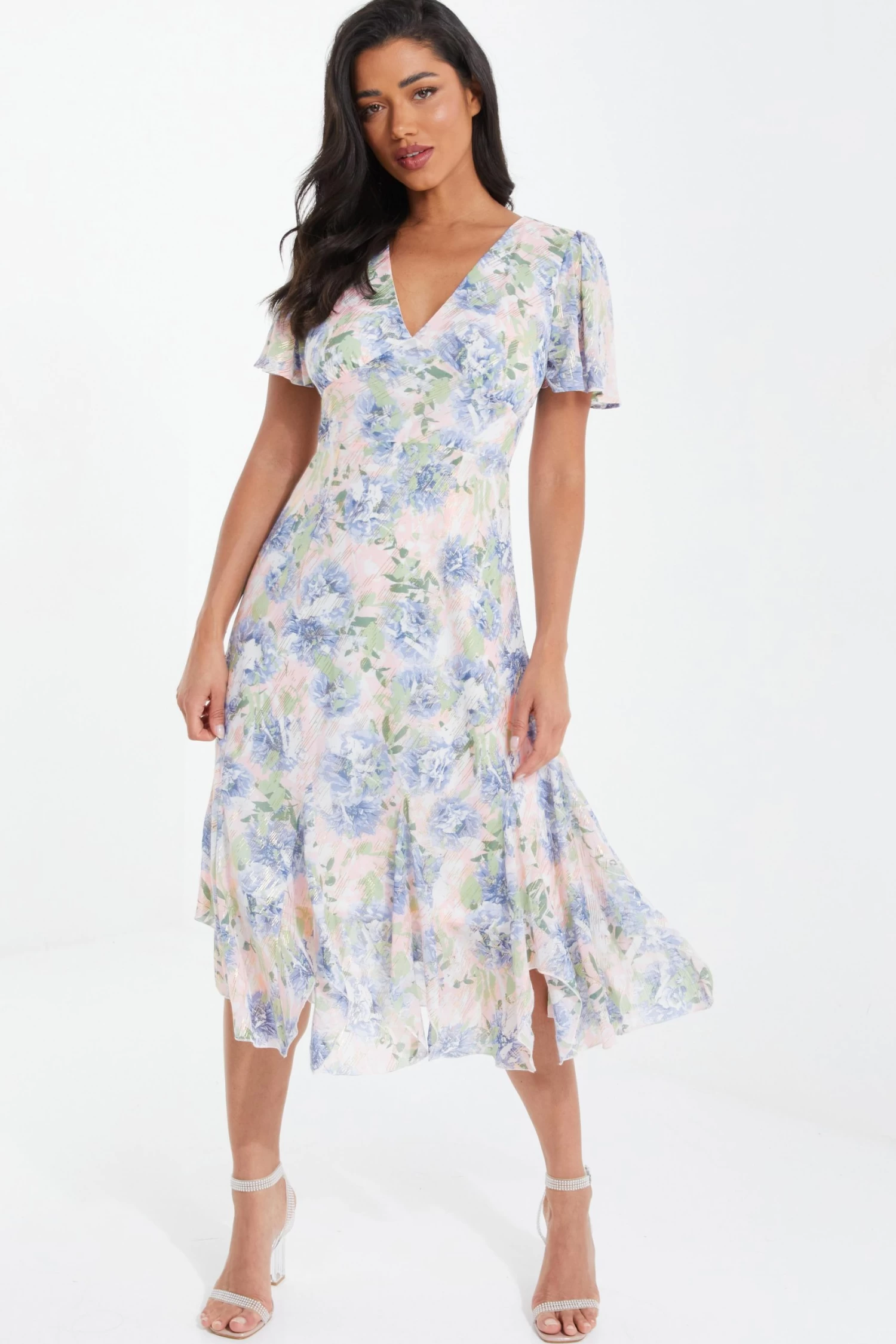 Pink Floral Midi Dress 2 Pink Floral Midi Dress - Image 2