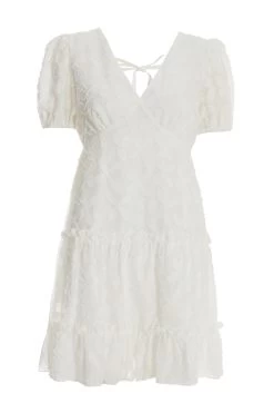 White Chiffon Floral Smock Mini Dress