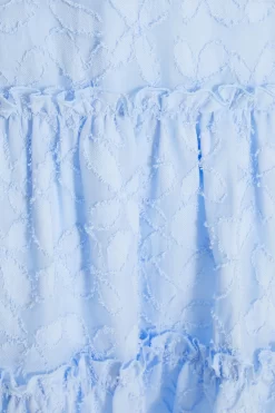 Blue Chiffon Floral Smock Mini Dress -Women Clothing Sale 00100037384 ZS scaled