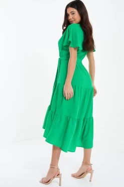 Jade Green Dip Hem Midi Dress 8 Jade Green Dip Hem Midi Dress -Women Clothing Sale 00100037388 XB