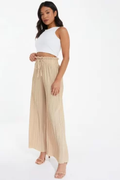 Petite Stone Pleated Wide Leg Trousers -Women Clothing Sale 00100037395 XS scaled