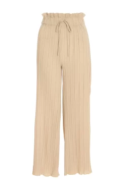 Petite Stone Pleated Wide Leg Trousers