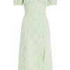Sage Green Jacquard Bardot Midi Dress