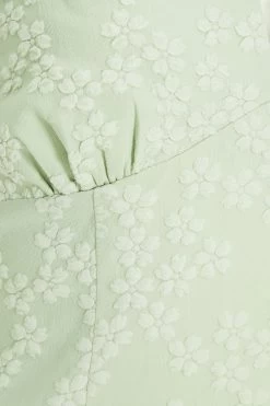 Sage Green Jacquard Bardot Midi Dress -Women Clothing Sale 00100037420 ZS