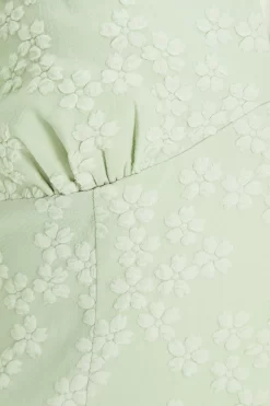 Sage Green Jacquard Bardot Midi Dress -Women Clothing Sale 00100037420 ZS scaled