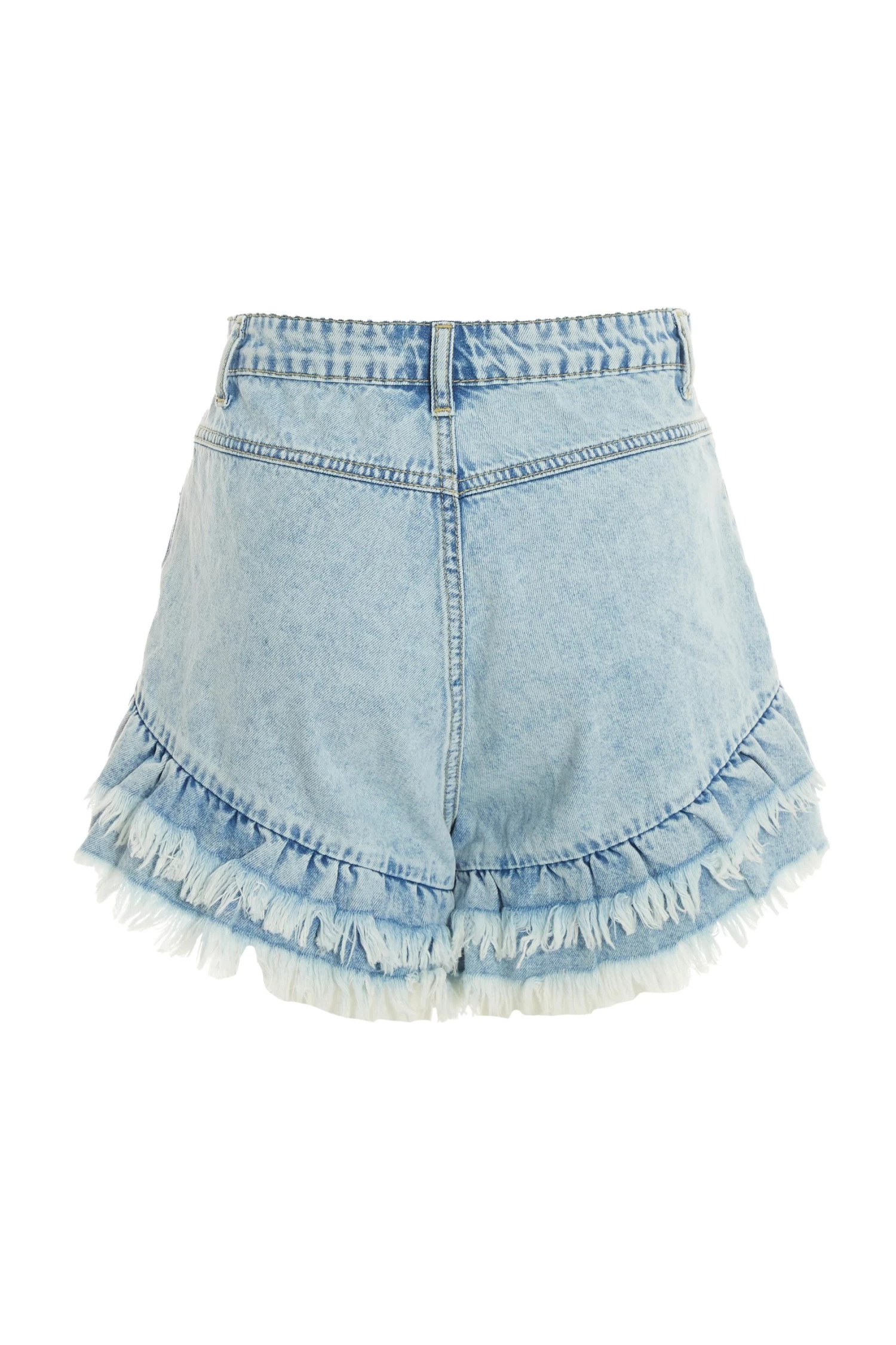 Light Blue Denim Frill Shorts 5 Light Blue Denim Frill Shorts - Image 5