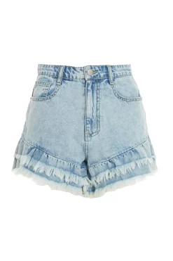 Light Blue Denim Frill Shorts