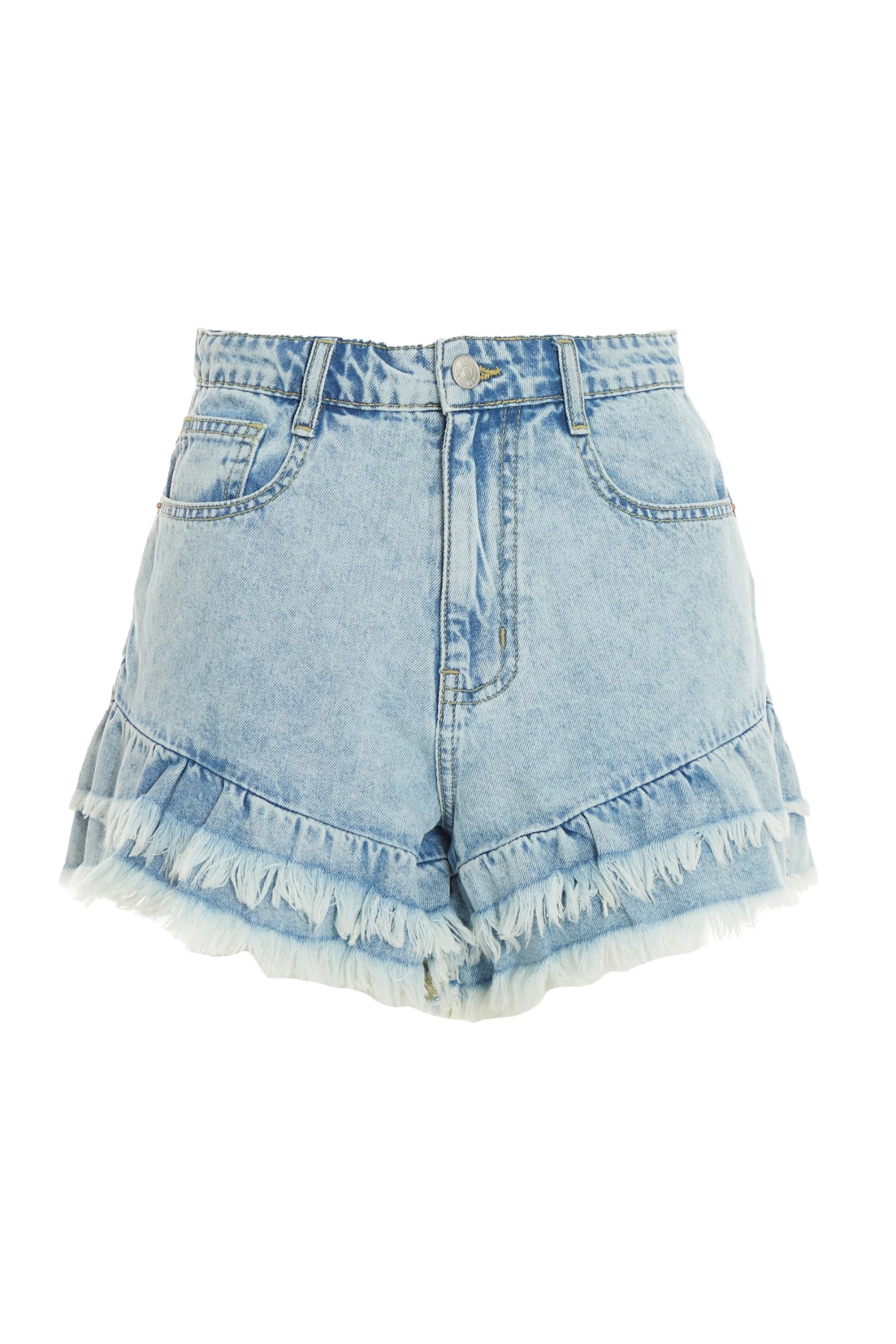 Light Blue Denim Frill Shorts 1 Light Blue Denim Frill Shorts