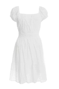 Cream Broderie Tie Back Mini Dress