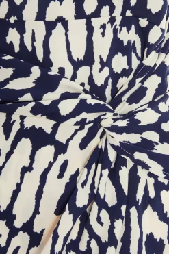Navy Animal Print Wrap Midi Dress -Women Clothing Sale 00100037455 ZS scaled