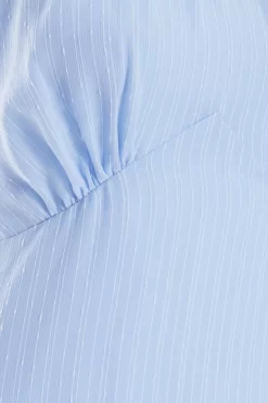 Blue Chiffon High Neck Mini Dress -Women Clothing Sale 00100037457 ZS scaled