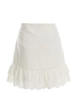 White Crochet Trim Mini Skirt -Women Clothing Sale 00100037459 ZB